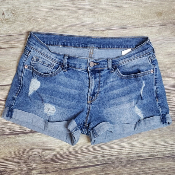 Old Navy Pants - Womens Old Navy Blue Denim Jean Shorts Sz 4 Regular Distressed